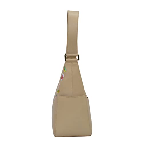 Image of Anuschka Women's Leather Hobo Bag - Hand-Painted Genuine Leather Handbag with Side Pockets for Everyday Use - 382