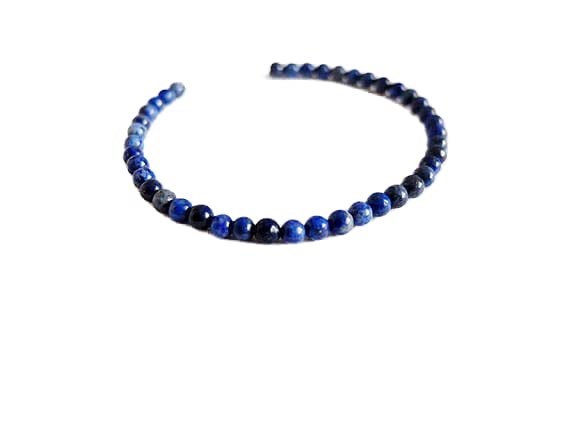 Bracelet perles lapis lazuli 4mm naturel bijou stacking unisexe 7" LCBR