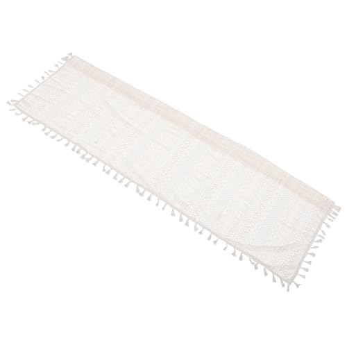 DECORNIJIA Cortina Corta de Encaje Hueco Bohemio con Borlas para Ventana Cocina Baño Rústica Visillo Semi Transparente para Puertas y Armarios
