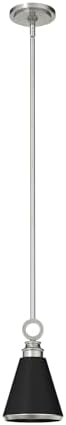 Hunter - Klein 1-light Brushed Nickel, Mini Pendant Light, Dimmable, Casual Style, Cone Shaped, for Bedrooms, Kitchens, Dining, Living Rooms - 19443