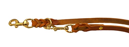 Hundeleine Fettleder Messing kleine Hunde/große Hunde 2m / 2,40m / 2,80m / 3,50m / 5m Doppelleine verstellbar (2m X 15mm, Cognac)