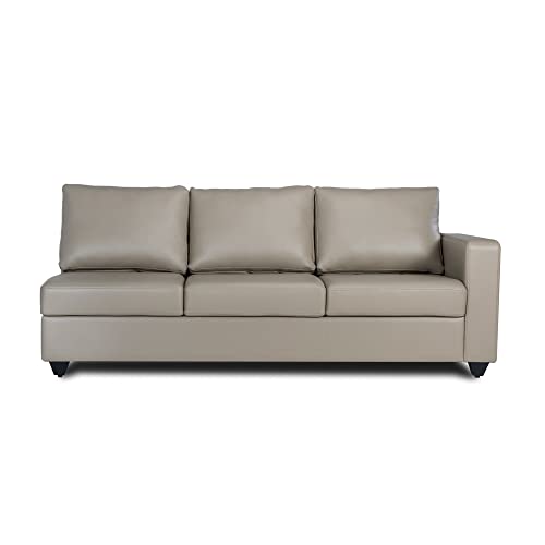 Image of Wakefit Napper L Shape Sofa Set (3 Seater + Left Aligned Chaise + Ottoman, Leatherette, Cappuccino Brown)