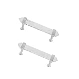 Rockcloud Pack of 2 Rock Quartz Crystal Point Stone Drawer Pulls with Screws, Silver Tone Cabinet Knobs Cupboard Pulls Door Handles for Home Office Decor, White