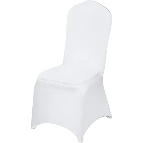 Vevor 100 Pcs White Chair Covers Polyester Spandex Chair Cover Stretch Slipcovers For Wedding Party Dining Banquet Flat-Front Chair Covers #TOP7