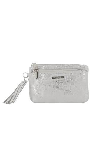 Petit Porte-Monnaie Similicuir Suède Irisé Femme - Portefeuille Porte-Cartes 3 Couches - Pochette Multifonctionel - Lèger Tendance - Argent