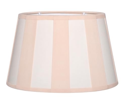 Brillibrum Design Lampenschirm gestreift Tischlampenschirm E14 Streifenmuster Fassung E27 max 40 Watt Schirm mit Streifen Muster (Beige/Creme)