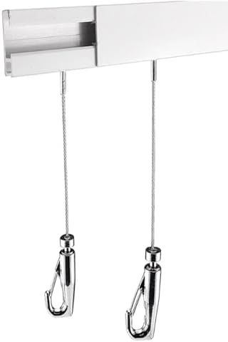 Aluminum Picture Hanging Track & Photo Display Rail, 39in Gallery Hanger for Home Decor, Studio & Hallway - Includes 2 Hooks - Easy Installation & Versatile Design