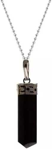 Black Tourmaline pendant with chain Black Tourmaline Pencil Crystal Stone Pendant for Healing remove Negative Energy for Men, Women Handcrafted
