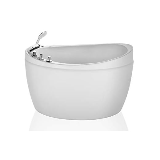 Empava 48 Inch Acrylic Luxury Freestanding Bath Hot Whirlpool Soaking SPA Air Massage Tub with Faucet and Knobs and Shower Head Made in USA, B0011, White