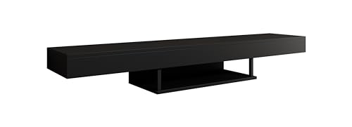 MB Muebles Bonitos, Mobile TV Sospeso a Parete Aydin, Soggiorno Moderno, Melamina, Nero Opaco, 150x22x29.6cm