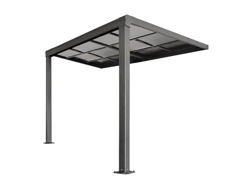 Vente-unique - Pergola adossée en Aluminium avec Toit Coulissant - 9 m² - Anthracite - IZEDA