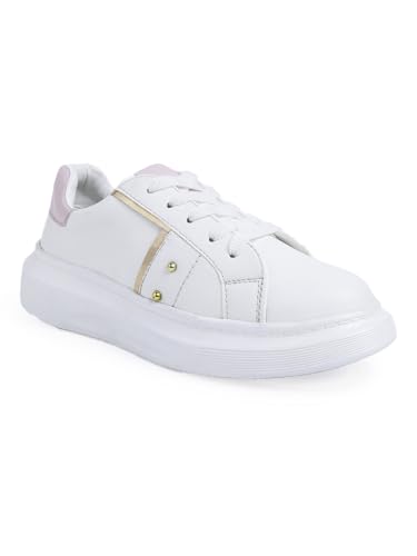Image of Longwalk White Sneakers for Women & Girls | Trendy & Lightweight Casual Shoes