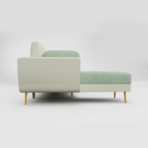 Image of Nuvola Air Premium Latex Fabric Sofa | 3, 4 & 5 Seater Options | 2 & 3-Toned Variants | Ultra-Soft Deep Seating Comfort | Modern Living Room Sofa | 3-Year Warranty (Mint Green and White, LHS, 5)