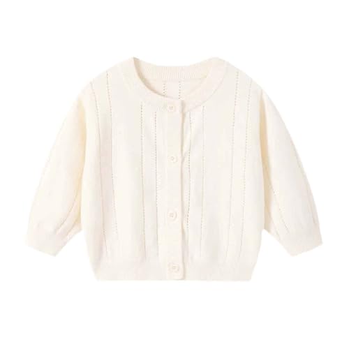Girls Boys Cardigan Long Sleeve Crochet Hollow Out Knit Tops Kids Basic Crewneck Sweater Button Front Cardigan Shrugs