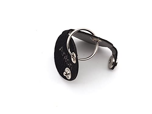 CopterFarm Hundemarkentasche für Hunde am Halsband | mit Gravur, Druckknopf | Kunstleder, Echtleder | Hundemarke | individuell beidseitig graviert (Schwarz, Rund)