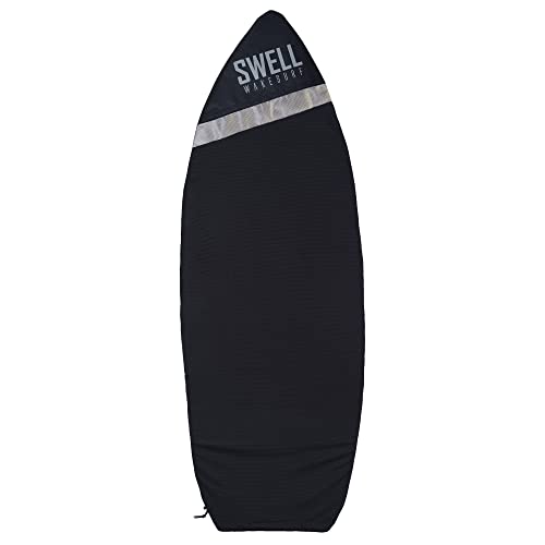 SWELL Wakesurf - Adjustable Length Wakesurf Board Sock with Padded Nose and Pocket - Wakeboard Cover - One Size Fits All Surfboard Bag (Pointed Nose - Grey)