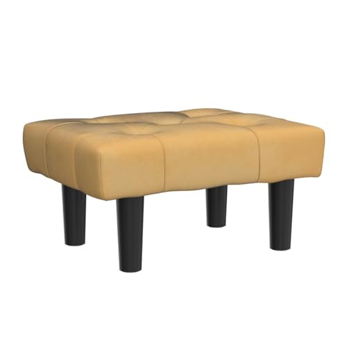 Image of HOUCHICS Small Footstool Ottoman,Velvet Soft Footrest Ottoman with Wood Legs,Sofa Footrest Extra Seating for Living Room Entryway Office(Yellow 1PACK)