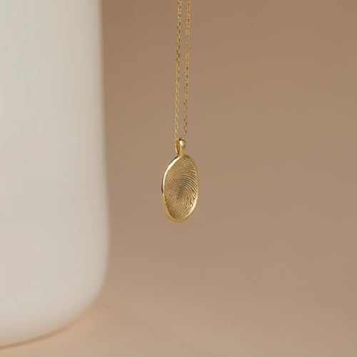CAITLYNMINIMALIST 18K Gold Plated Sterling Silver Rose Gold Custom Personalized Fingerprint Commemorative Friendship Necklace Memorial Jewlery Gift for Women4