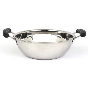 Leo Suitable for Induction Cooking and LPG Stainless Steel Kadai, 10 Inches