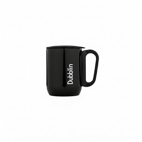 Image of DUBBLIN Polo Stainless Steel Unbreakable Tea Coffee Mug Double Wall with Handle and Lid, Wide Mouth Mug Keeps Beverages Hot & Cold 220 ML Black