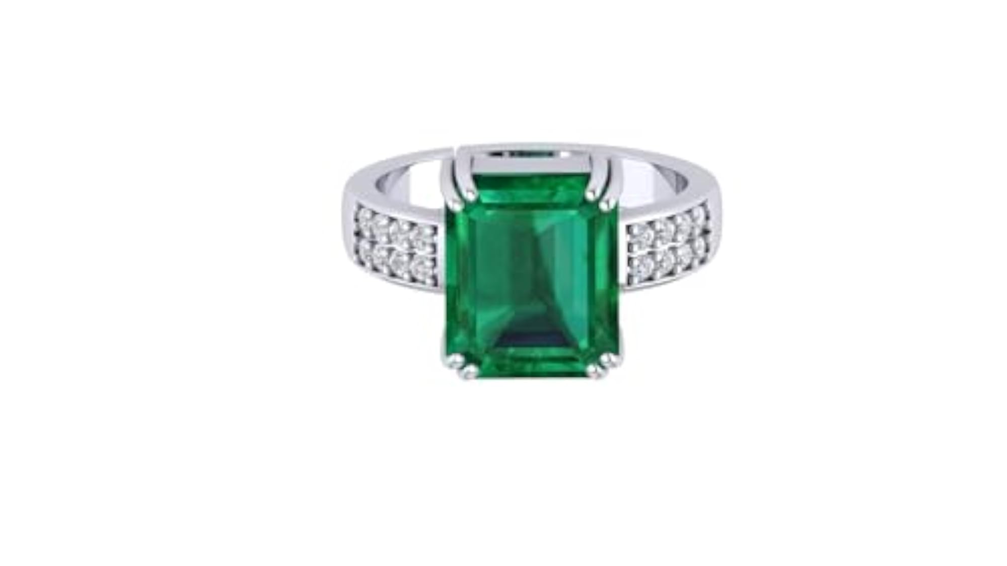 2.25 Ratti Natural Emerald Adjustable Silver Plated Ring, Unisex