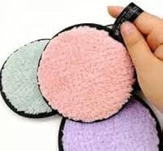 منشفة لازالة المكياج ، وسائد قماشية لتنظيف الوجه، من القطيفة بملمس منفوش مقاس 10*10 سم عدد 3 قطعة