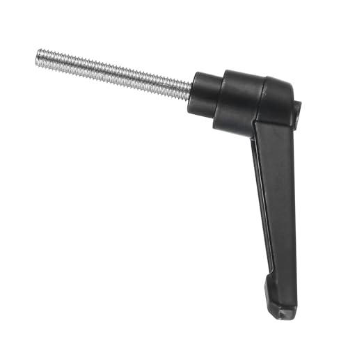 Image of uxcell Adjustable Clamping Lever Handle M5 x 35mm Metric 304 Stainless Steel Male Threaded Stud Hand Knobs Push Button Ratchet Rotating Screw Handles Bolts with Locking Lever Black