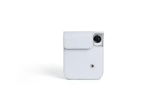 Image of Breatoi PU Leather Camera Case for Mini 12 - Rainproof, Soft, and Stylish in Clay White with Adjustable Shoulder Strap