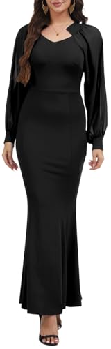 Image of Women's Elegant Formal Mermaid Maxi Dress Off Shoulder Long Sleeve Wedding Split Evening Gown Prom Cocktail Party Dresses
