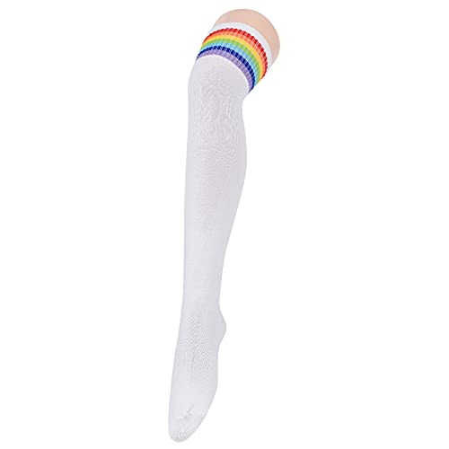 Image of American Trends Womens Rainbow Socks Striped Knee High Socks Thigh High Stockings Casual Tube Socks Costume Leg Warmers