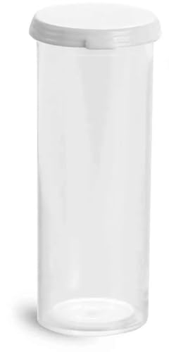 SKS Bottle & Packaging Clear Styrene Plastic Vials with Snap Caps, 15 Dram Storage Tubes with Caps, High Clarity Vials, Secure Seal, for Bath and Body, Craft Storage, Beads, Dry Herbs, Pack of 72