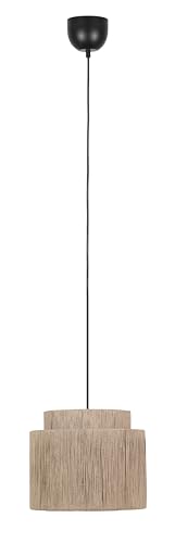 Trio Leuchten Pendelleuchte Smilla 366800136, Metall Schwarz Matt, Schirm Jute Naturbelassen, Exkl. 1X E27