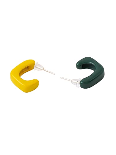 Image of Yellow Chimes Earrings for Women and Girls Hoop Earrings for Girls | Multicolor Half Hoop Mismatch Earrings | Birthday Gift for girls and women Anniversary Gift for Wife