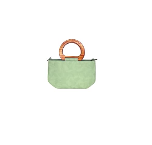 Image of Faux Leather Bag with Stylish wooden Handles - satchel bag /sling bag /Fashionable Designer Purse for Work, Shopping, and Casual Outings for girls and women