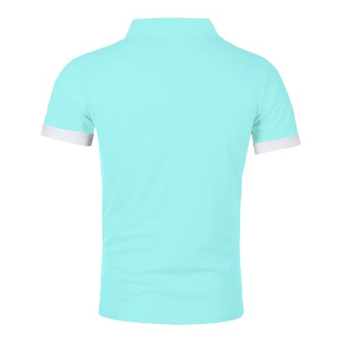 Mens Polo Shirts Summer Short Sleeve Classic Collared Golf Shirt Lapel Button Business Work Tops4