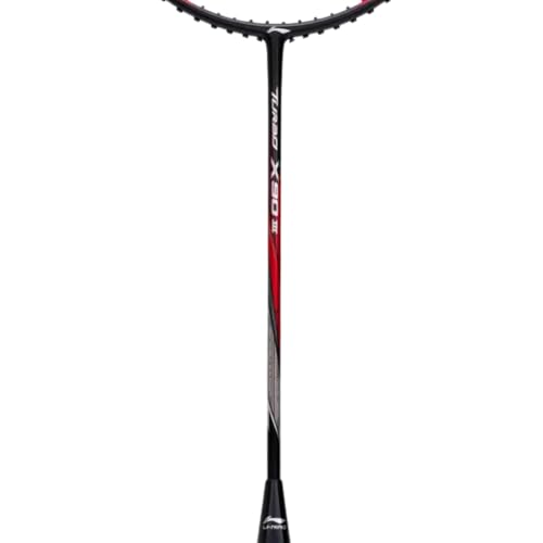 Image of Li-Ning Turbo X 90 III Unstrung Badminton Racket - G6 | Lightweight Graphite Frame for Power & Control | Black /White /Maroon | Ideal for Intermediates