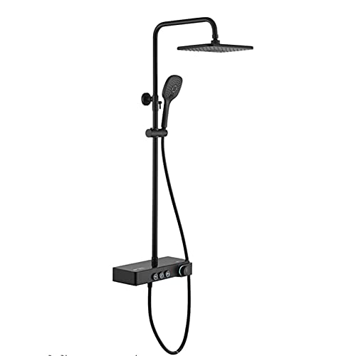 Système de douche avec affichage de température colonne noire moderne