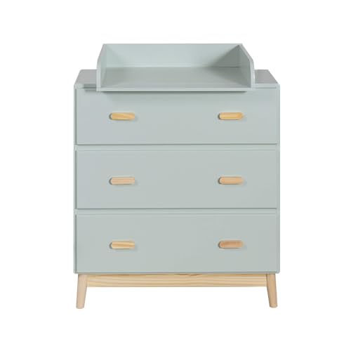 Rebecca Mobili Mobiletto con Fasciatoio, Cassettiera Fasciatoio, Verde Acqua Marrone, MDF Pino, Compatto, con Fasciatoio Removibile - Misure HxLxP: 100 x 80 x 42 cm - Art. RE6985