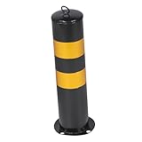 Hemobllo Poteau de Sécurité Renforcé Noir et Jaune Colonne de Signalisation Routière Réfléchissante pour Parking Barrière Protection Amovible Borne Sécurité pour Entrée et Sortie