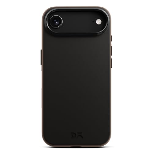 Image of DailyObjects Leatherite Case for iPhone Air Compatible with MagSafe Wireless Charging | Black-Beige Hybrid Magnetic Back Cover