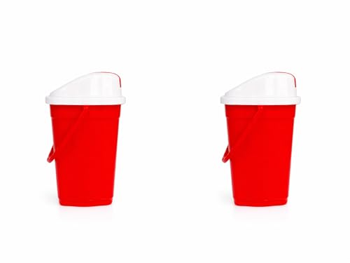Image of ARISTO Plastic Swing Lid Garbage Dustbin 16 LTR Combo (Red /Red)