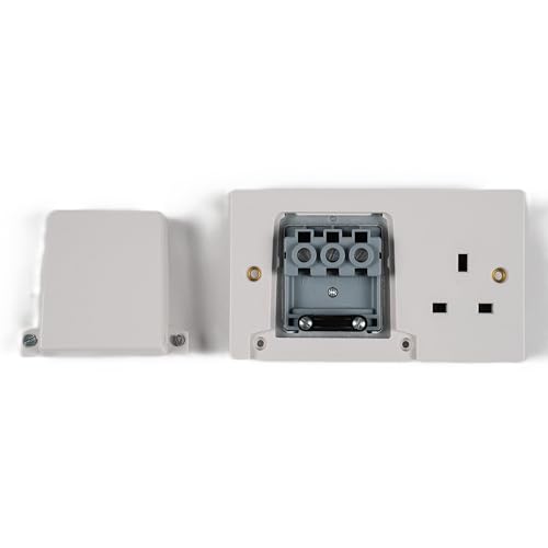 Stanic Duo 45A Dual Cooker Connection Unit, White, Wall Mounted, with 13A Socket, BS EN1363-2 Standard, Compatible with 6-16mm² Conductors