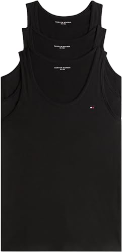 Tommy Hilfiger Camisetas de tirantes Pack de 3 Hombre Tank Tops con cuello redondo, Negro (Black/Black/Black), XS