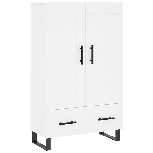 Aparador blanco de 69,5x31x115 cm en madera de ingeniería para almacenamiento elegante de salón 3