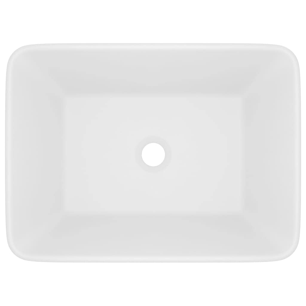 vidaXL Luxus Waschbecken mit Abflussloch Waschtisch Aufsatzwaschbecken Waschplatz Handwaschbecken Aufsatzwaschtisch Matt Weiß 41x30x12cm Keramik
