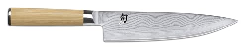 Imagen de KAI Shun Classic White cuchillo de cocina japonés 20 cm de longitud de hoja Cuchillo de Damasco 32 capas núcleo VG MAX 61  HRC Mango de madera Pakka Hecho en Japón Cuchillo de cocina
