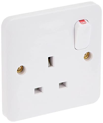 Schneider Electric Lisse Uk Standard Switch Socket White 1 Gang 13A 8686 mm Bs 1363-2 Standard