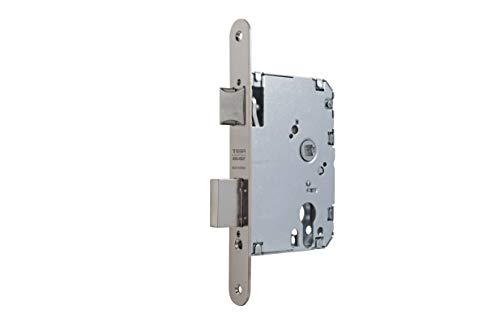 Tesa Assa Abloy 40106PRHN Serrures à encastrer pour portes en bois nickelé Entrée 60 mm/Avant rond 4010-P