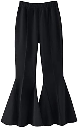 SOLY HUX Girl's High Elastic Waist Flare Leg Pants Casual Stretchy Long Bell Bottom Trousers Black 160