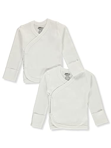 First Essentials Baby Unisex 2-Pack Long-Sleeved Snap Shirts - White, Newborn